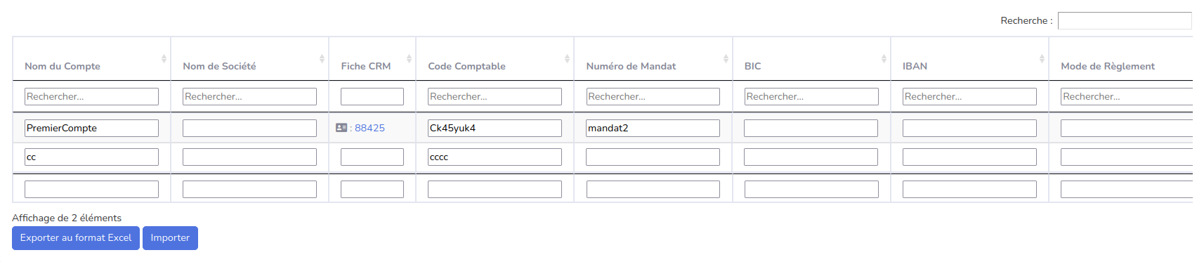 Interface de gestion commerciale